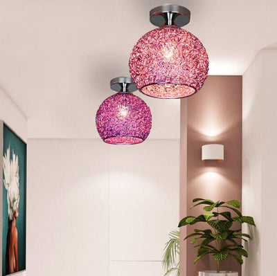 Modern Colorful 1-Light Dome Semi-Flush Mount Light