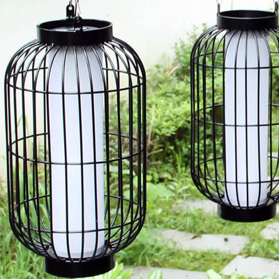 Solar Chinese Striped Lantern Design LED Outdoor Hangable Garden Decorative Light