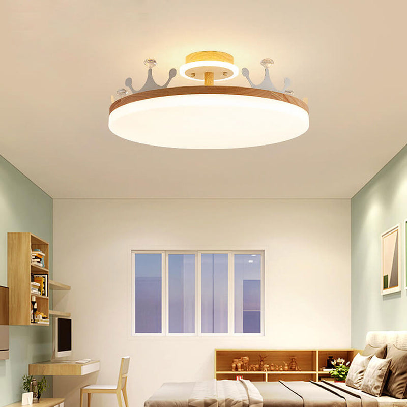 Nordic Log Crown LED Flush Mount Ceiling Light