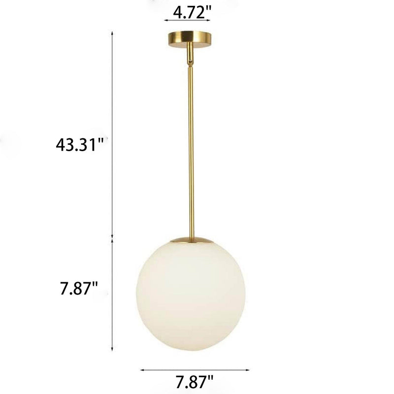 Iron Nordic Personality Golden Straight Rod White Ball Design 1-Licht-Pendelleuchte 