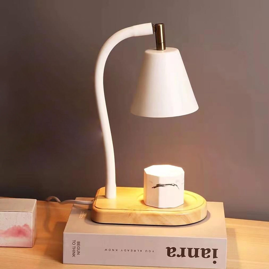 Lampe de Table à Cire Fondante à 1 Lumière avec Base en Bois de Cône Simple Nordique 