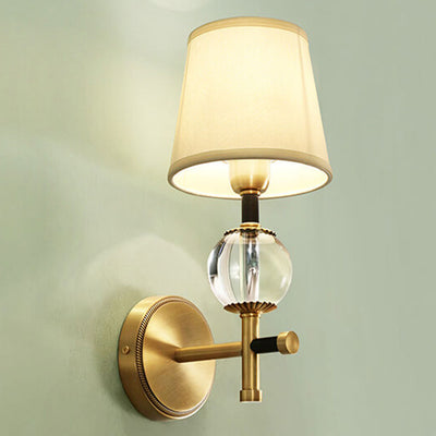 Modern American Brass Fabric 1/2 Light Wall Sconce Lamp