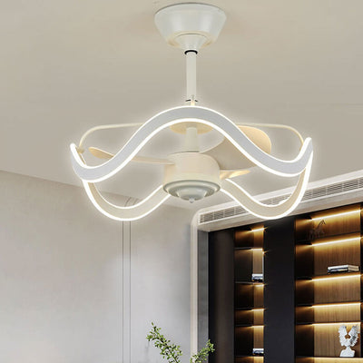 Modern Light Luxury Circular Inverter Silent Downrods Ceiling Fan Light