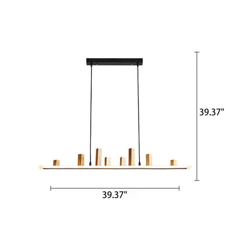 Nordischer minimalistischer Holzblock-Langstreifen-Insellicht-LED-Kronleuchter 