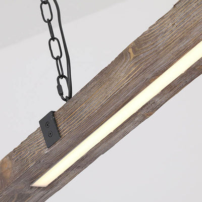 Industrieller Vintage-Holz-Long-Bar-Insellicht-LED-Kronleuchter