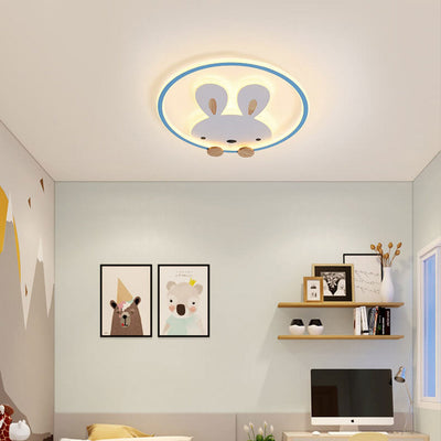 Childlike Creative Cartoon Rabbit Design LED Flush Mount Light