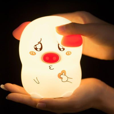 Creative Cartoon Funny Piggy Pat Silicone LED Night Light Table Lamp