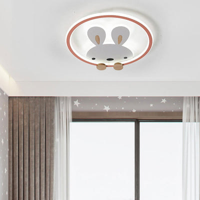 Childlike Modern Simple Cartoon Rabbit Design LED Flush Mount Light