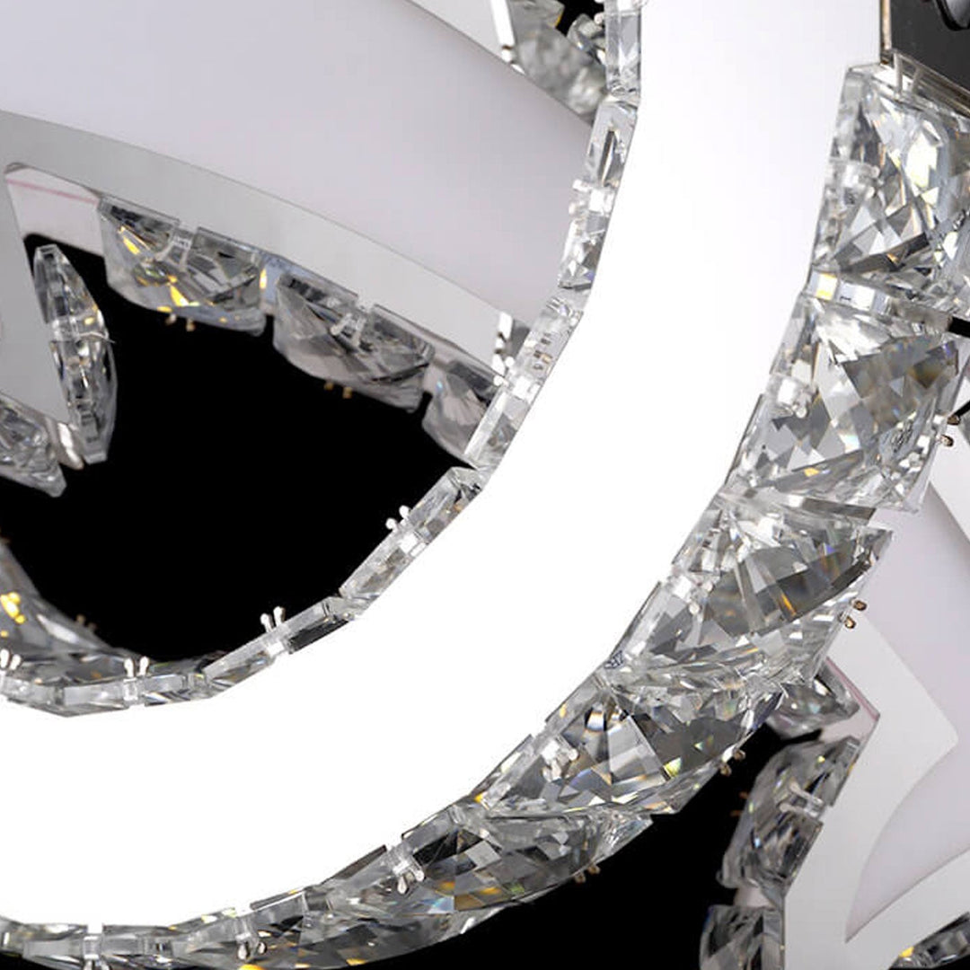 Moderner luxuriöser LED-Kronleuchter aus Kristall und Edelstahl im Delfin-Design für das Wohnzimmer 