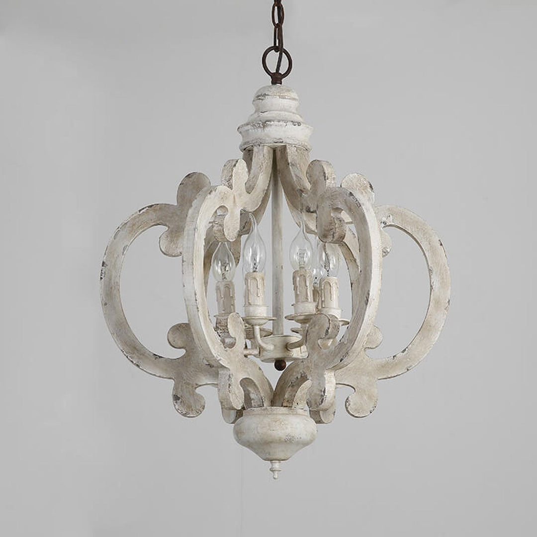 Contemporary Creative Industrial Wooden Candle Design 6-Light Chandelier For Living Room