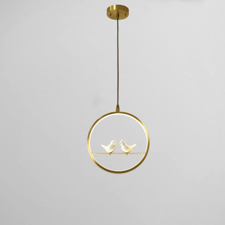 Nordic Creative Bird Gold Copper Ring LED Pendant Light