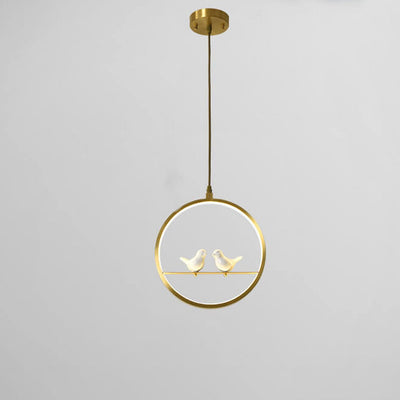 Nordische kreative Vogel-Goldkupfer-Ring-LED-Pendelleuchte 