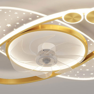 Modern Creative Planet Star Effect LED Flush Mount Ceiling Fan Light