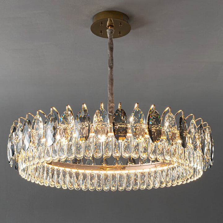 Lustre LED rond en cristal de luxe léger européen 