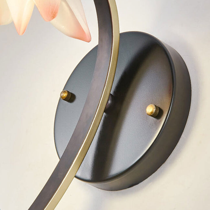 Applique murale moderne en céramique de lotus chinois à 1 lumière en résine 