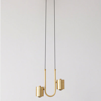 Modern Light Luxury Brass Cylinder Design LED Mini Pendant Light