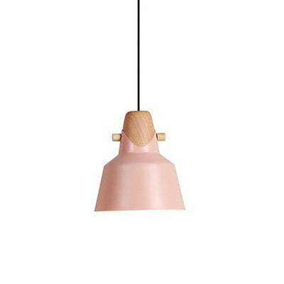 Nordische minimalistische Macaron einfarbige 1-flammige Pendelleuchte aus Eisenholz 