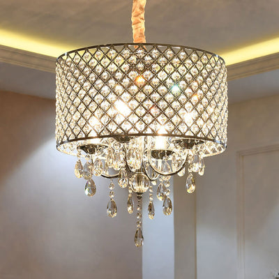 Modern Luxury Crystal Branch Round 4-Light Chandelier