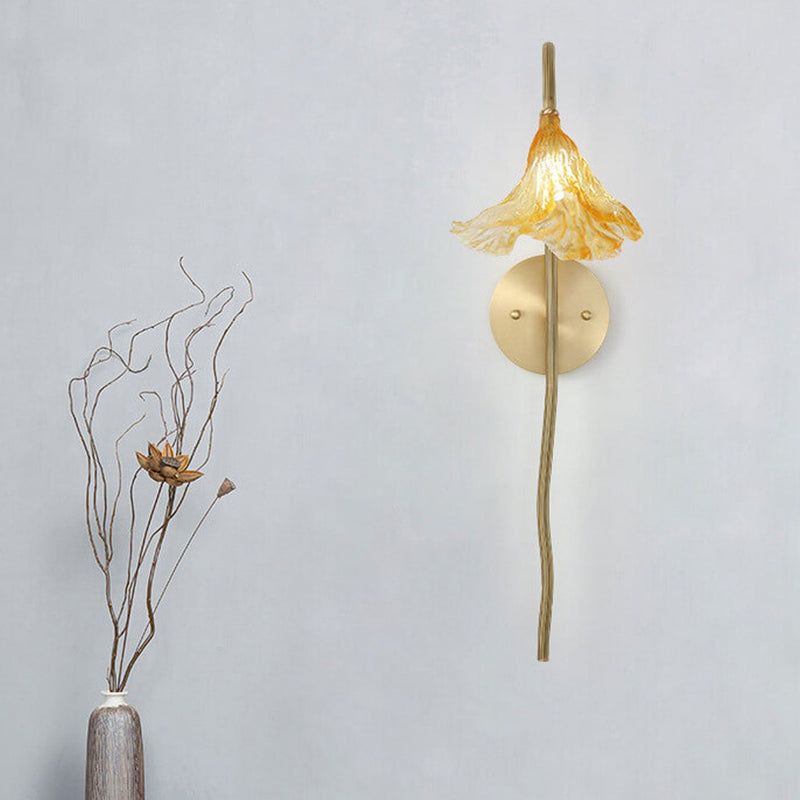 Modern Chinese Dry Lotus Glass Lamp Design 1-Light Wall Sconce Lamp