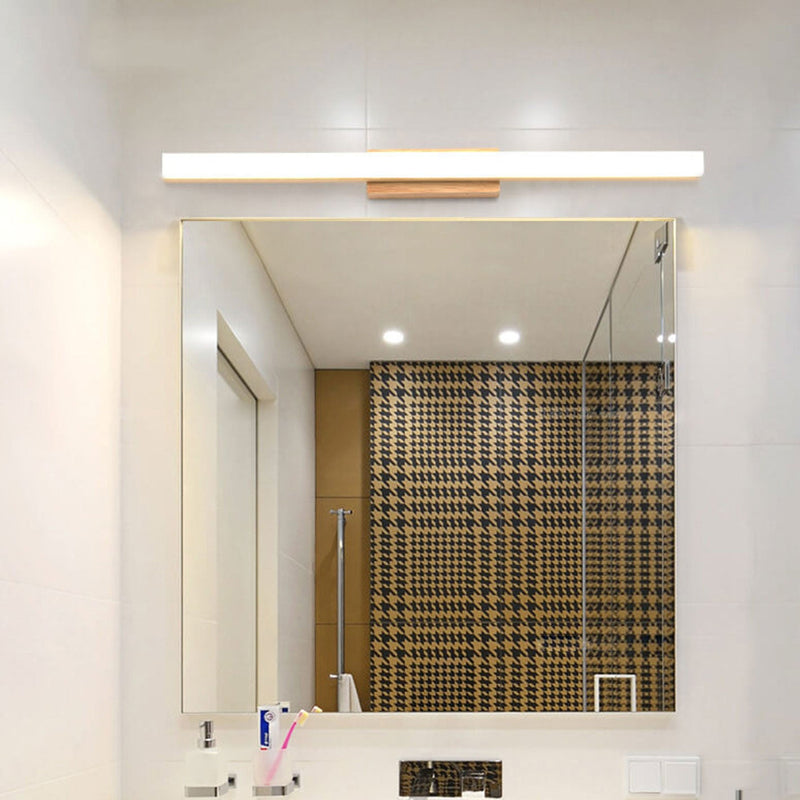 Nordic Minimalist Wooden Long Strip Vanity Light LED Wall Sconce Lamp