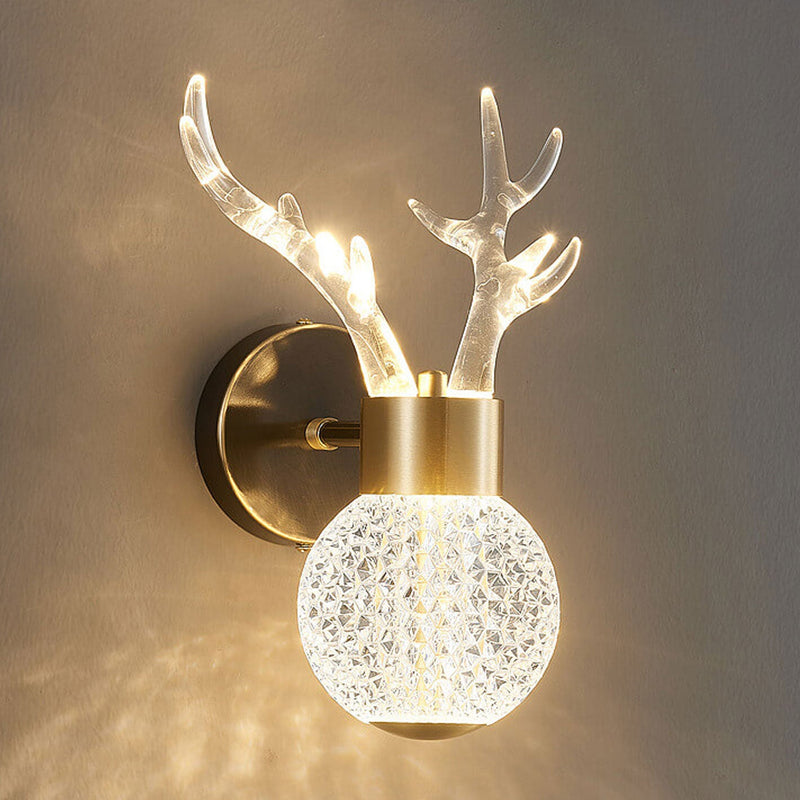 Nordic Luxury Antler Bubble Crystal LED Wall Sconce Lamp