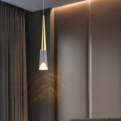 Simple Full Copper Long Wire Slim Tapered Design LED Pendant Light