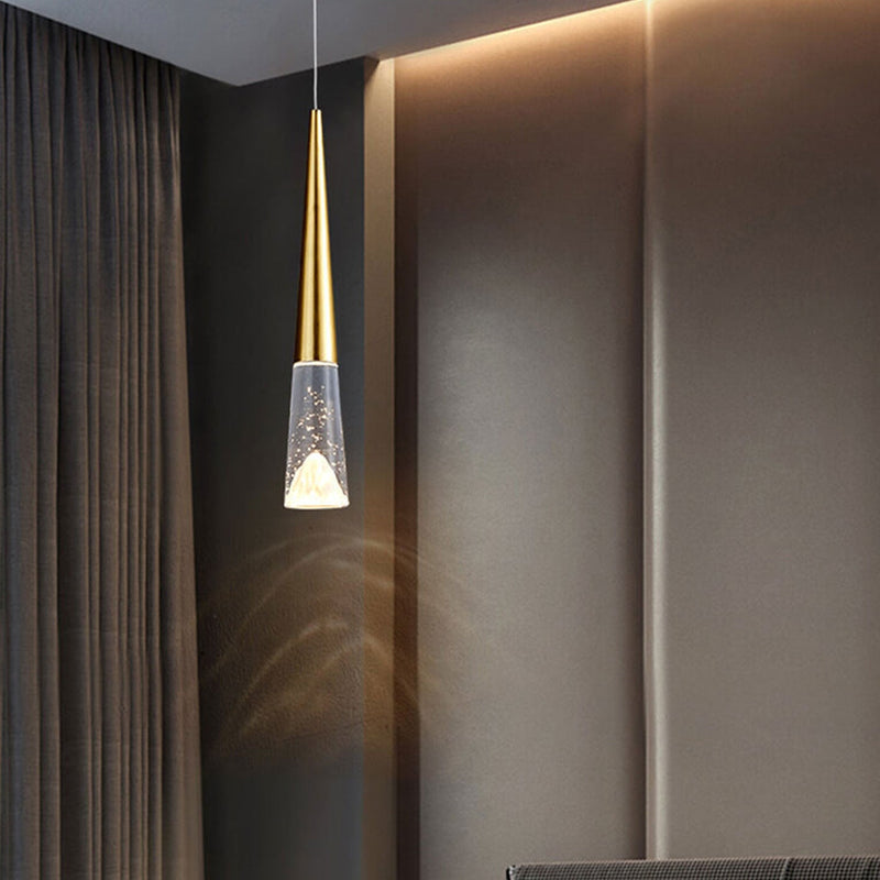 Simple Full Copper Long Wire Slim Tapered Design LED Pendant Light