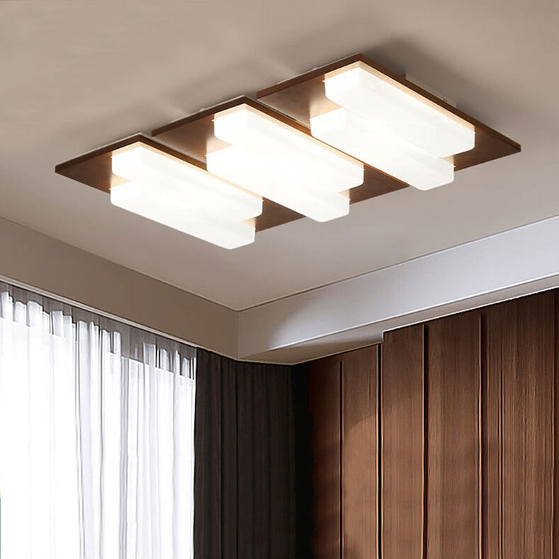 Nordic Creative Walnut Acrylic Rectangular LED Flush Mount Ceiling Light