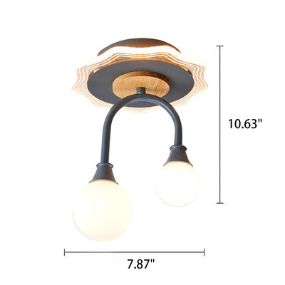 Nordic Creative U-shaped Ball Acrylic Iron LED Semi-Flush Mount Ceiling Light