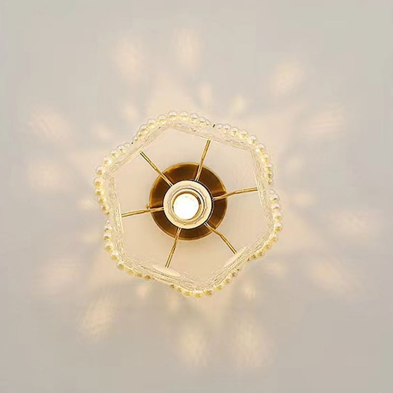 French Light Luxury Petal Pearl Glas 1-flammige Deckenleuchte