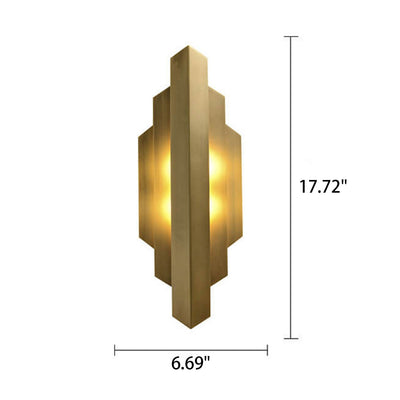 Modern Light Luxury Full Copper Symmetrical Graphic Design 1-Light Wall Sconce Lamp