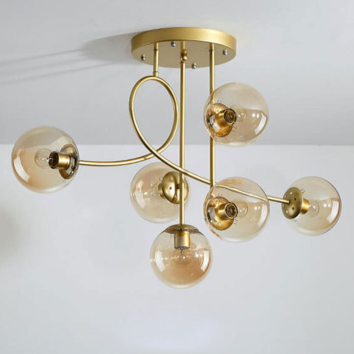 Nordic Light Luxury Magic Bean Glass Ball 6-Licht-Deckenleuchte mit halbbündiger Montage
