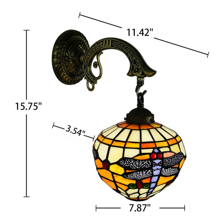 Lámpara de Aplique de Pared de 1 Luz de Vidrio Tiffany Vintage 