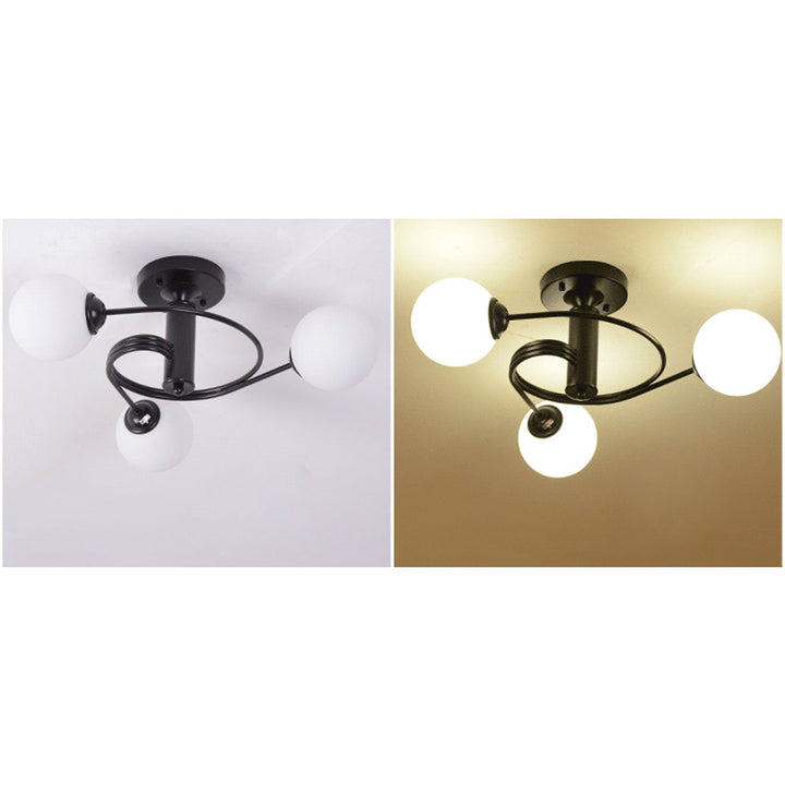 Nordic Light Luxus Glasball Spiral Design 3/5 Licht Semi-Flush Mount Deckenleuchte 