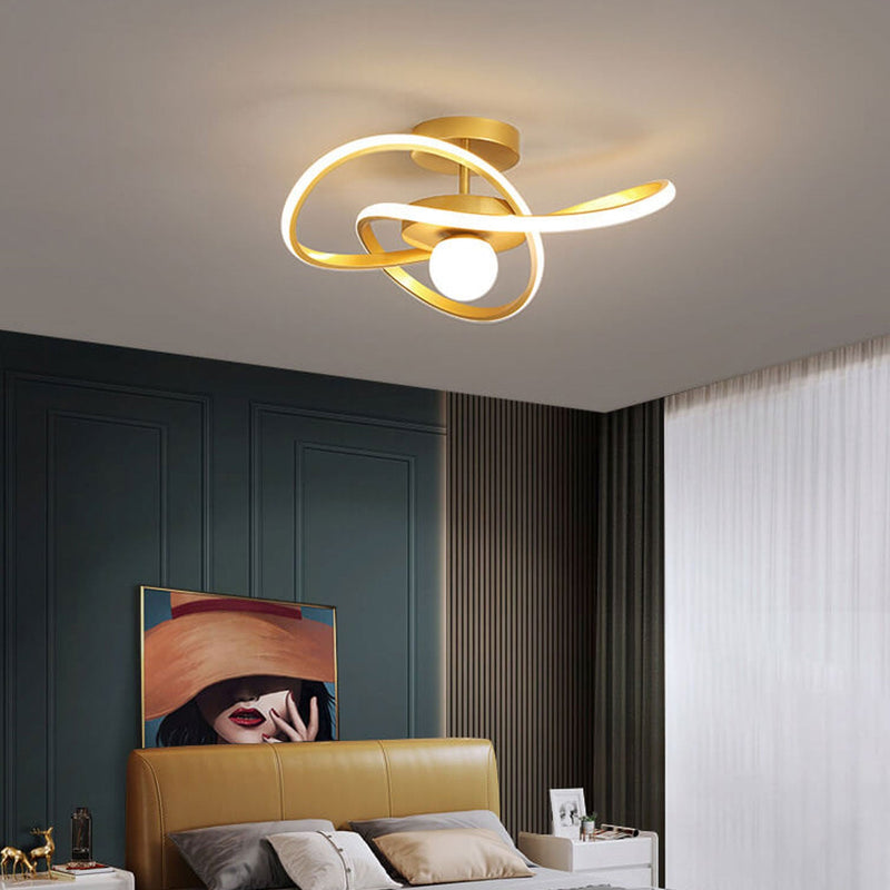 Nordic Modern Simple Streamer Surround Design LED Semi-Flush Mount Light