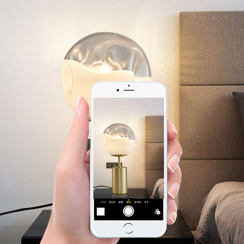 Modern Minimalist Creative Convex Glass Spherical Lamp Shade 1-Light Table Lamp