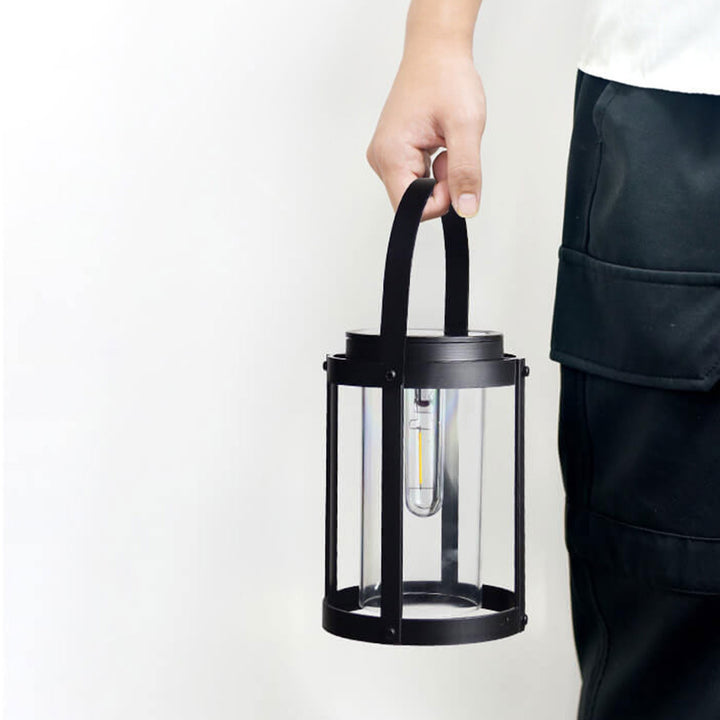 Pantalla de lámpara cilíndrica ABS solar impermeable LED portátil y colgante para exteriores 