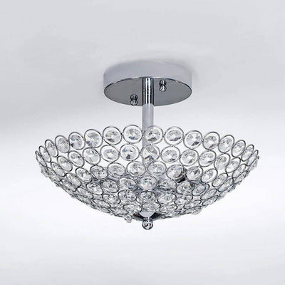 Modern Minimalist Half Circle Crystal 2-Light Chandelier Flush Mount Ceiling Light