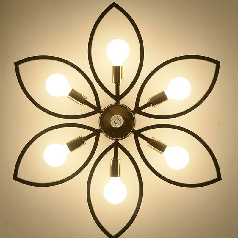 Lumière de plafond encastrée en cristal de fer forgé de luxe nordique 6/8 lumières 