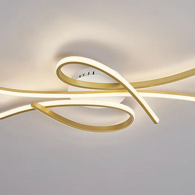 Modern Creative Bending Curves Line Design LED Flush Mount Ceiling Light