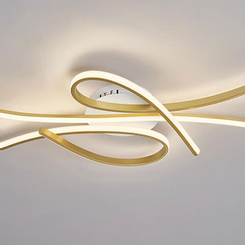 Modern Creative Bending Curves Line Design LED Flush Mount Ceiling Light
