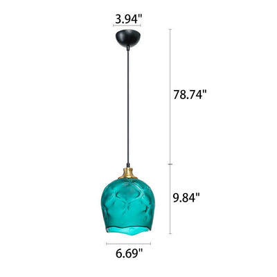 Nordic Minimalist Blue Glass Shade 1-Light Pendant Light