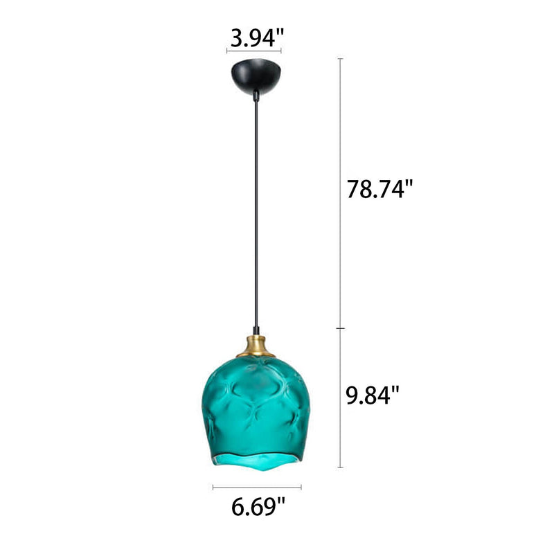 Nordische minimalistische 1-flammige Pendelleuchte mit blauem Glasschirm 