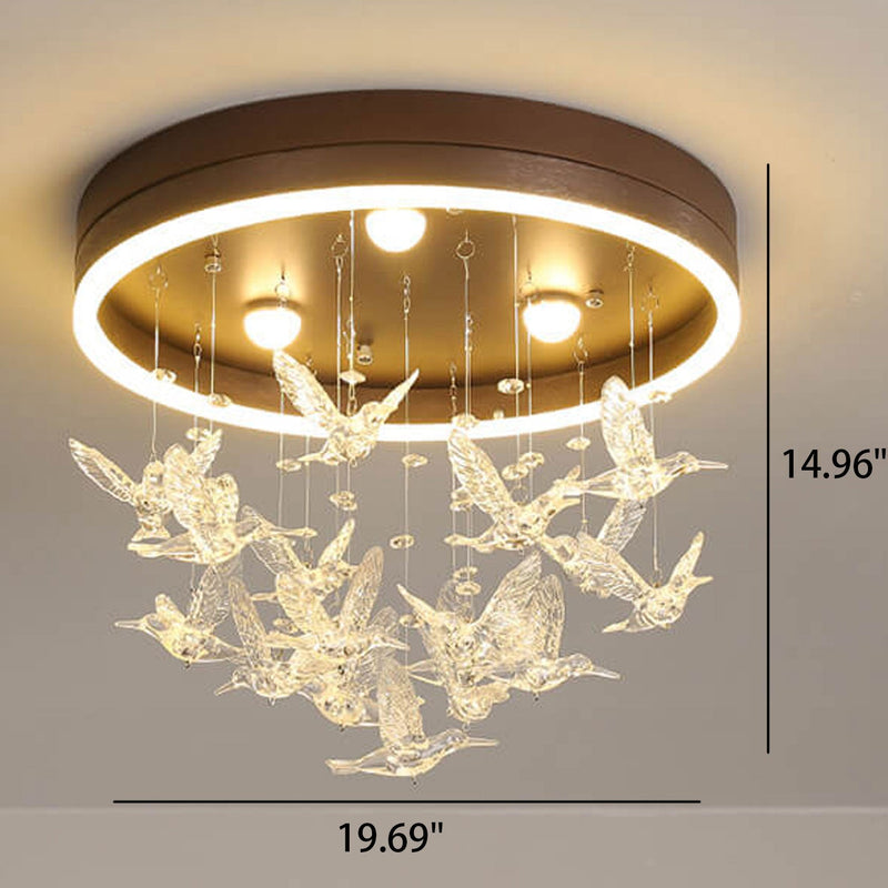 Modern Creative Cartoon Round Bird / Skirt Hanging LED Flush Mount Ceiling Light