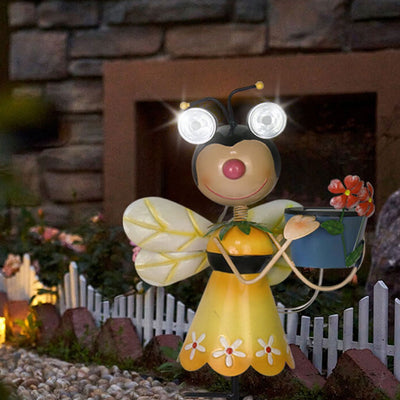 Solar Creative Bees Ladybug Iron Outdoor Patio Decorative Ground Plug Path Light