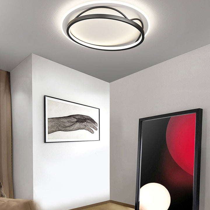 Luz de techo LED montada al ras con diseño geométrico cuadrado minimalista moderno de hierro y acrílico 