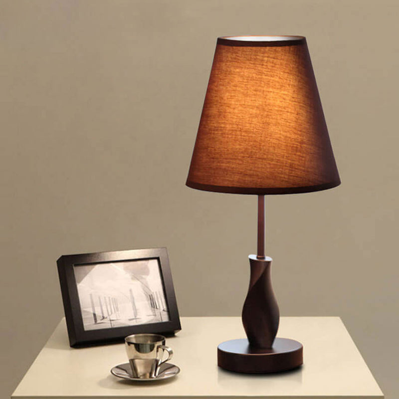 Modern Minimalist Solid Wood Fabric 1-Light Table Lamp