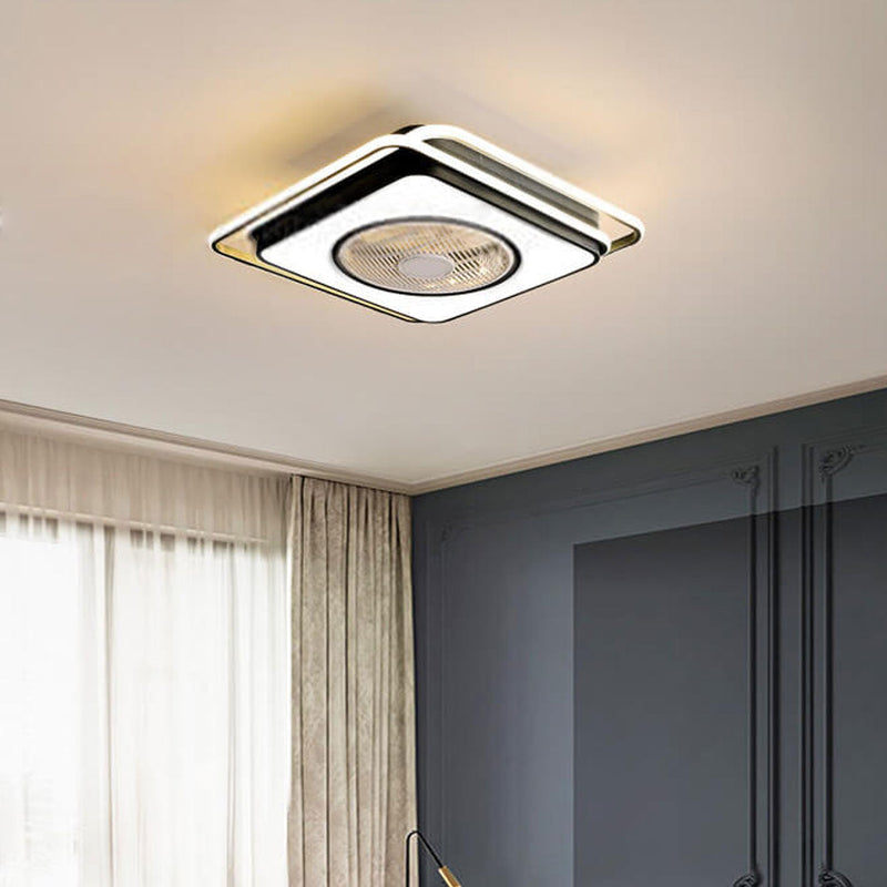 Nordic Simple Crystal Round Frame Design LED Flush Mount Ceiling Fan Light