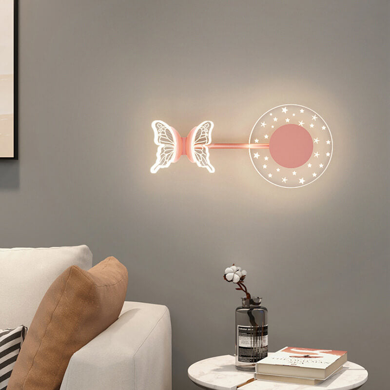 Lámpara de Aplique de Pared LED con Diseño de Mariposa Estrella Moderna Creativa de Acrílico 