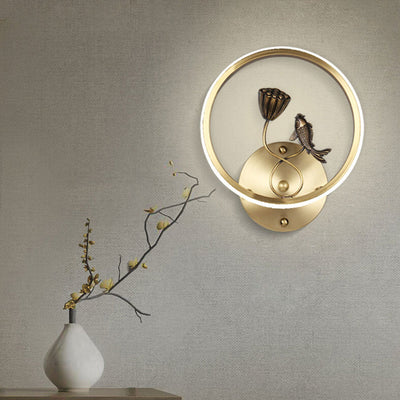 Modern Chinese Style Creative Lotus Pond Landscape Design LED Wall Sconce Lamp